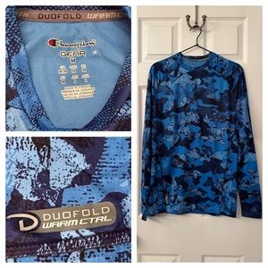 Champion Men's Cold Weather Compression Printed Mock Top Polar Sky Camo Medium